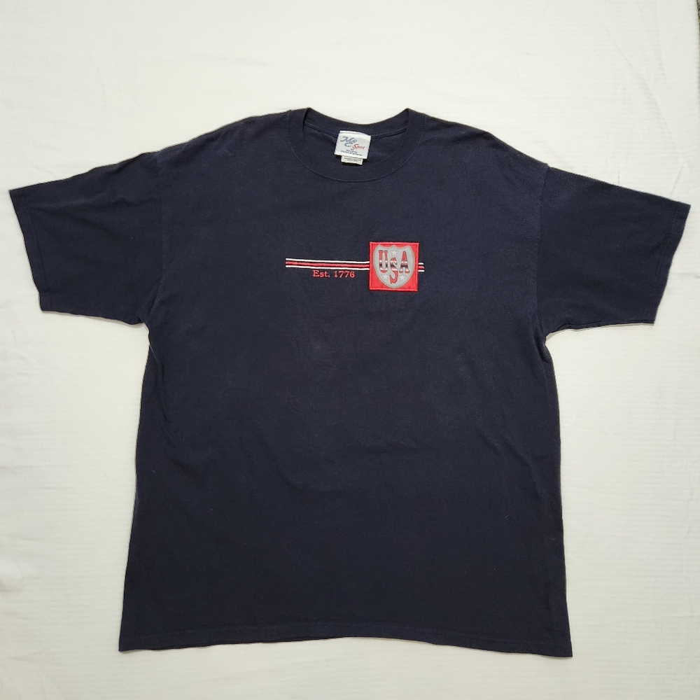 Y2K Mens Olympic Team USA Embriodered Tshirt Navy Sz 2XL